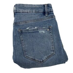 Mica Denim Super High Rise Wide Leg Jeans Women's Size 29 Distressed Raw Hem